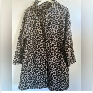 Christian Siriano Animal Print Wool Blend 3/4 Coat Jacket Pockets Size 1X